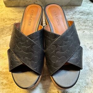 Coach Black Women's Mules with Signature Pattern